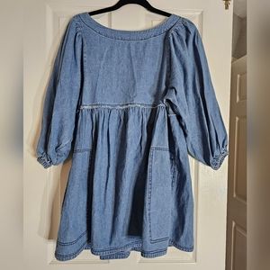 Free People Get Obsessed Baby Doll Dress Light Denim Blue new without tags